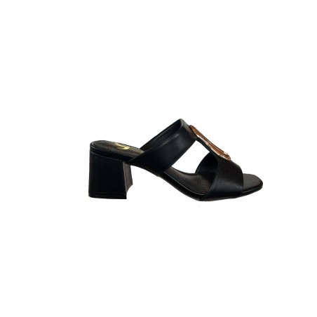 Gold & Gold FG10 Sandalo Donna Tacco Basso con Accessorio Nero