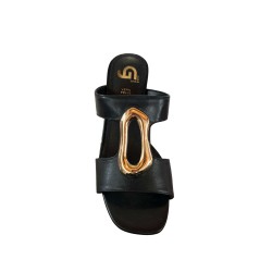 Gold & Gold FG10 Sandalo Donna Tacco Basso con Accessorio Nero 2