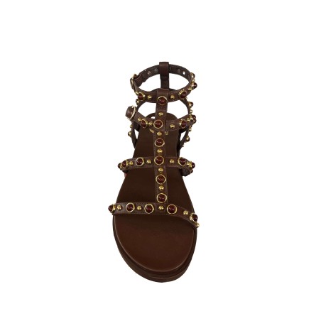 Gold & Gold GD469 Sandalo Schiava con Borchie Donna Brown
