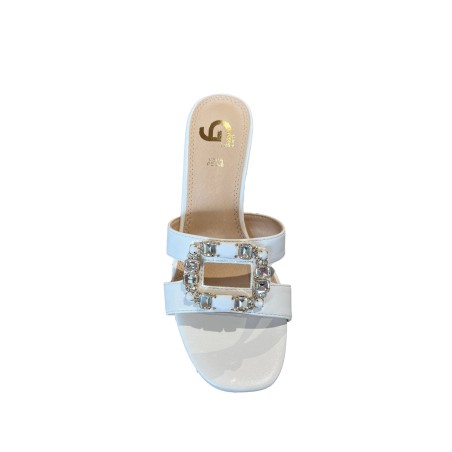 Gold & Gold GY456 Sandalo Donna Tacco Basso con Accessorio Bianco