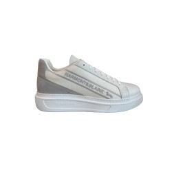 Harmont&Blain 041 A40 Sneakers Uomo Stringate In Vera Pelle Blu Bianco