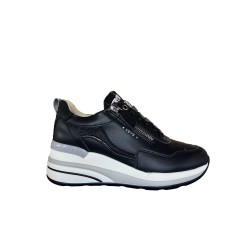 KEYS K-11840 Sneakers Donna Stringate con Zip Laterali Nero