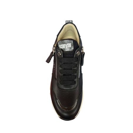 KEYS K-11840 Sneakers Donna Stringate con Zip Laterali Nero