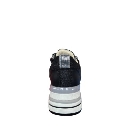 KEYS K-11840 Sneakers Donna Stringate con Zip Laterali Nero