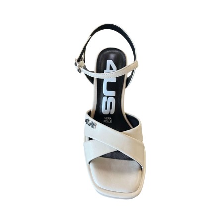 Paciotti 4US 101 Sandali Donna con Tacco Alto Cinturino alla Caviglia Fascia Incrocio Beige
