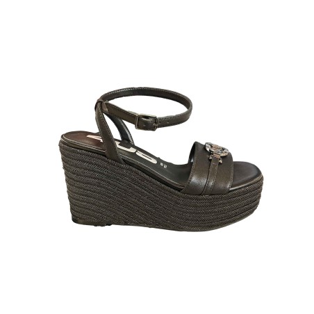 Paciotti 4US 125 Sandali Donna con Zeppa Alta Cinturino alla Caviglia e Fascia Black