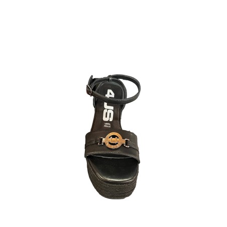 Paciotti 4US 125 Sandali Donna con Zeppa Alta Cinturino alla Caviglia e Fascia Black