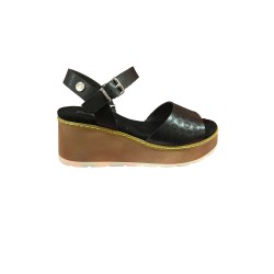 Refresh 175178 Sandali Donna con Zeppa Media e Cinturino  Black