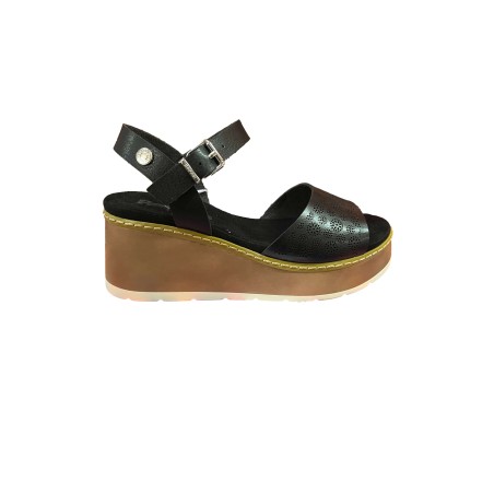 Refresh 175178 Sandali Donna con Zeppa Media e Cinturino  Black