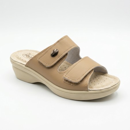 POLYFLEX 5430.36 Ciabatte Donna Made in Italy Doppia Fascia Regolabile Beige
