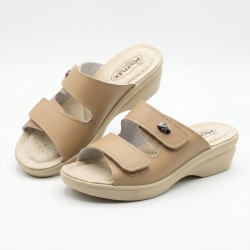 POLYFLEX 5430.36 Ciabatte Donna Made in Italy Doppia Fascia Regolabile Beige 2