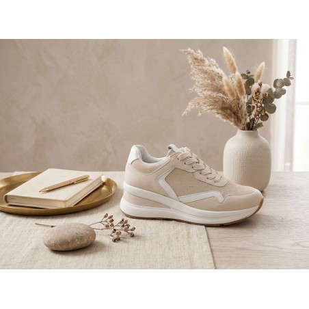 Gattinoni NEW EDISON Teodosia 1648 Scarpe Donna Sneaker Con Zeppa Stringate Off White