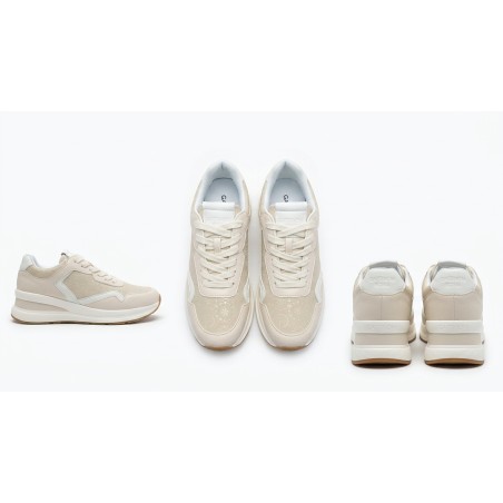 Gattinoni NEW EDISON Teodosia 1648 Scarpe Donna Sneaker Con Zeppa Stringate Off White