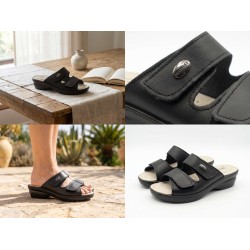 POLYFLEX 5430.36 Ciabatte Donna Made in Italy Doppia Fascia Regolabile Nero 2