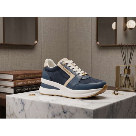 Gattinoni Planetarium New EDISON 6338 Scarpe Donna Sneakers Stringate Denim Classic