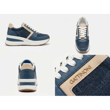 Gattinoni Planetarium New EDISON 6338 Scarpe Donna Sneakers Stringate Denim Classic