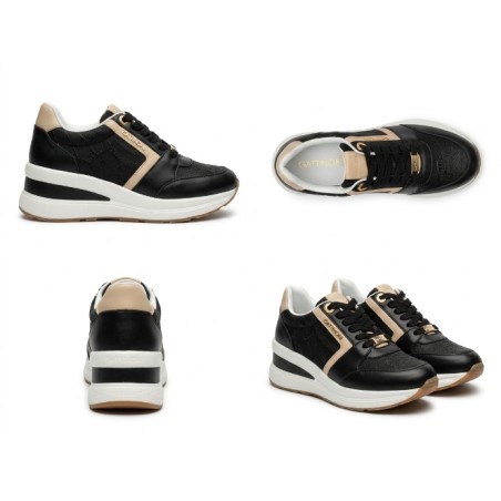 Gattinoni Planetarium New EDISON 6338 000 Scarpe Donna Sneakers Stringate Black