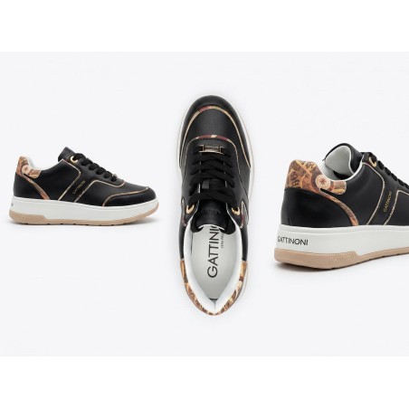 Gattinoni Planetarium New ROSS 6339 030 Scarpe Donna Sneakers Platform Stringate Black Classic