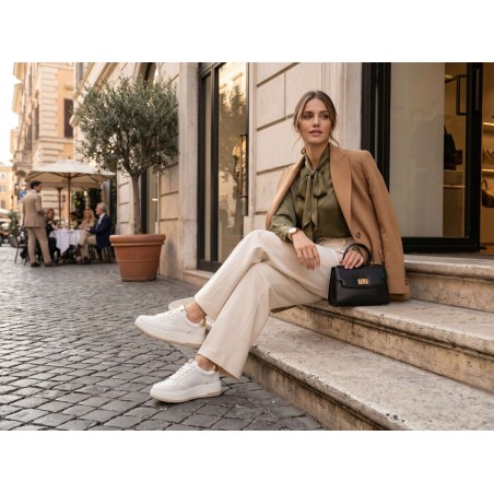 Gattinoni Roma New ROSS 1649 812 Scarpe Donna Sneakers Platform Stringate White Gold