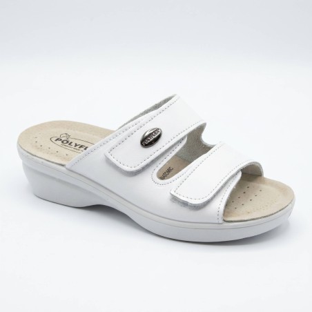 POLYFLEX 5430.36 Ciabatte Donna Made in Italy Doppia Fascia Regolabile Bianco