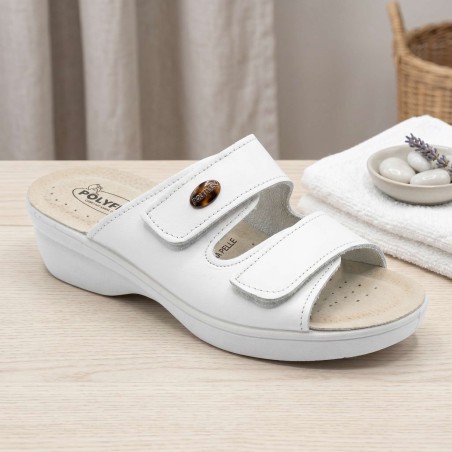 POLYFLEX 5430.36 Ciabatte Donna Made in Italy Doppia Fascia Regolabile Bianco