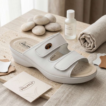 POLYFLEX 5430.36 Ciabatte Donna Made in Italy Doppia Fascia Regolabile Bianco