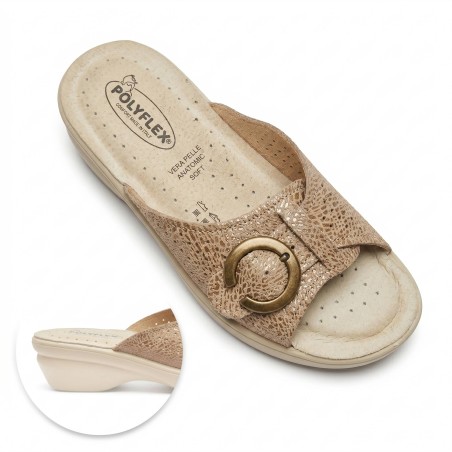 POLYFLEX 5444 Ciabatte Donna Made in Italy con Fascia Regolabile Tortora