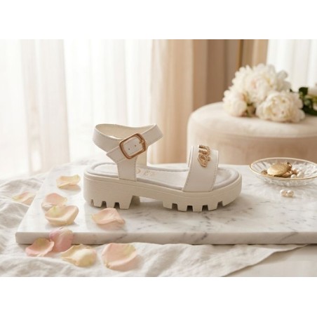 Paciotti 4US M23196A Sandali Bambina con Cinturino Regolabile Bianco Oro