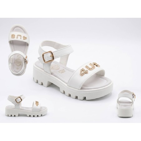 Paciotti 4US M23196A Sandali Bambina con Cinturino Regolabile Bianco Oro