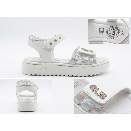 Paciotti 4US M25016 Sandali Bambina con Cinturino Regolabile Velcro White