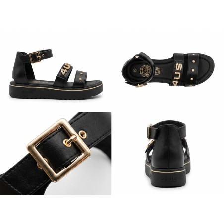 Paciotti 4US M25019 Sandali Bambina con Cinturino Velcro Regolabile Black