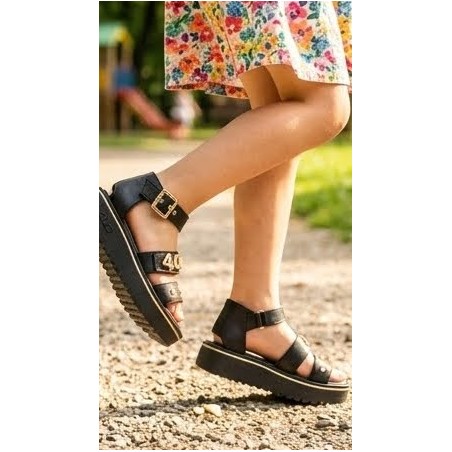 Paciotti 4US M25019 Sandali Bambina con Cinturino Velcro Regolabile Black