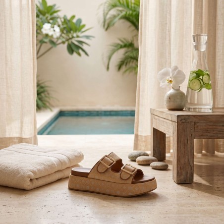 Paciotti 4US UMZ11 Sandali Ciabatta Donna con Doppia Fascia Regolabile Brown