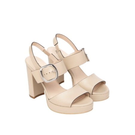 Nero Giardini E513354D 453 Sandali con Tacco Alto in Vera Pelle Tamigi Beige