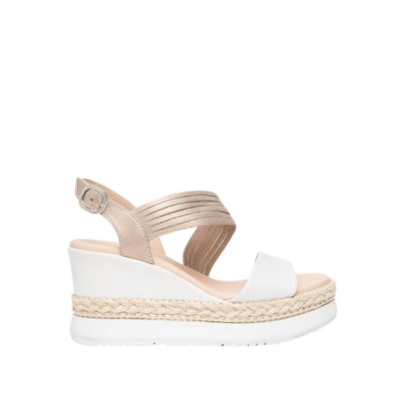 Nero Giardini E616010D  707 Sandali Donna con Zeppa Media Sand White