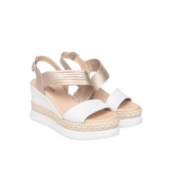 Nero Giardini E616010D  707 Sandali Donna con Zeppa Media Sand White 2