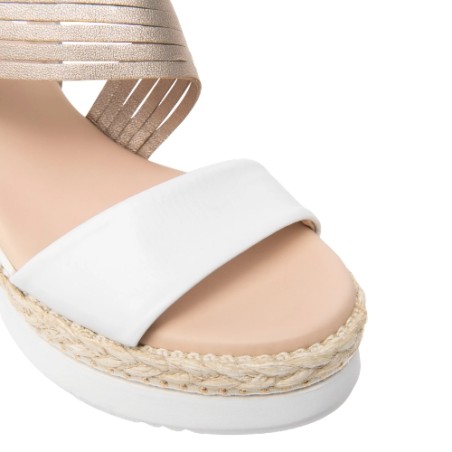 Nero Giardini E616010D  707 Sandali Donna con Zeppa Media Sand White