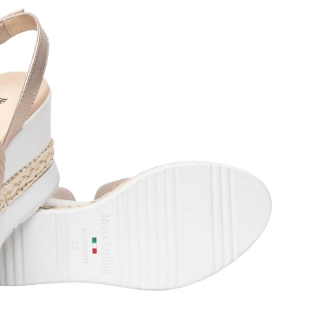 Nero Giardini E616010D  707 Sandali Donna con Zeppa Media Sand White