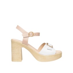 Nero Giardini E617013D 707 Sandali con Tacco Alto in Vera Pelle Bianco Cipria