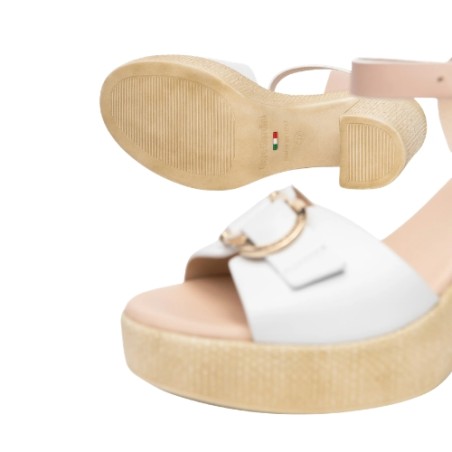 Nero Giardini E617013D 707 Sandali con Tacco Alto in Vera Pelle Bianco Cipria