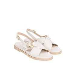 Nero Giardini E615933D 713 Sandali Flat Donna con Cinturino e Fascia Incrocio Off White 2