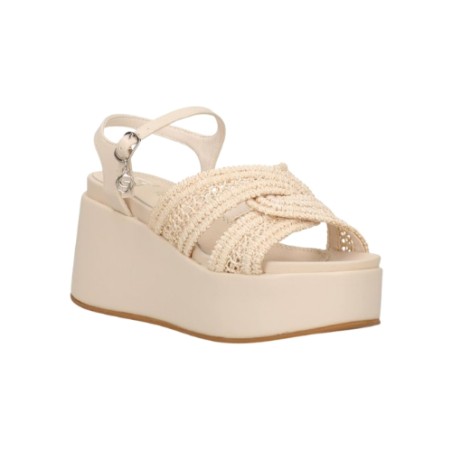 Gold & Gold GU358 Sandali Donna con Zeppa Platform Beige