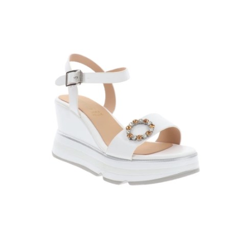 KEYS K12120 Sandali Donna Con Zeppa Alta White