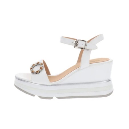 KEYS K12120 Sandali Donna Con Zeppa Alta White