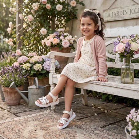 Lelli Kelly LKCA5573 REBECCA Sandali Bambina Con Fascia a Incrocio e Strappo Bianco