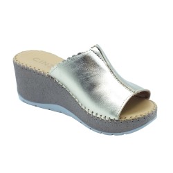 Cinzia Soft IM41009 002 Ciabatta Donna Zeppa Alta con Fascia Larga Platino