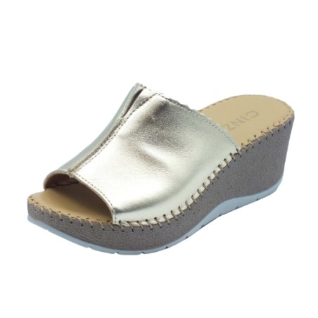 Cinzia Soft IM41009 002 Ciabatta Donna Zeppa Alta con Fascia Larga Platino