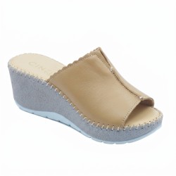 Cinzia Soft IM41009 003 Ciabatta Donna Zeppa Alta con Fascia Larga Beige