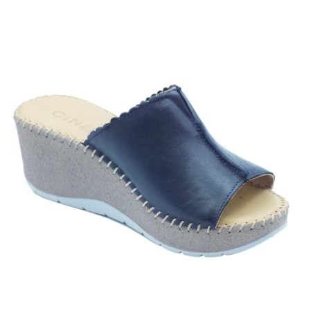 Cinzia Soft IM41009 004 Ciabatta Donna Zeppa Alta con Fascia Larga Blu