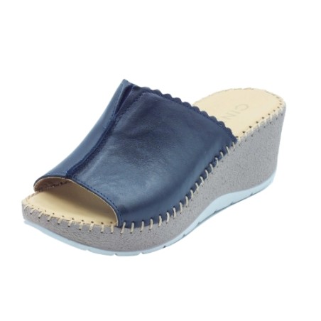 Cinzia Soft IM41009 004 Ciabatta Donna Zeppa Alta con Fascia Larga Blu